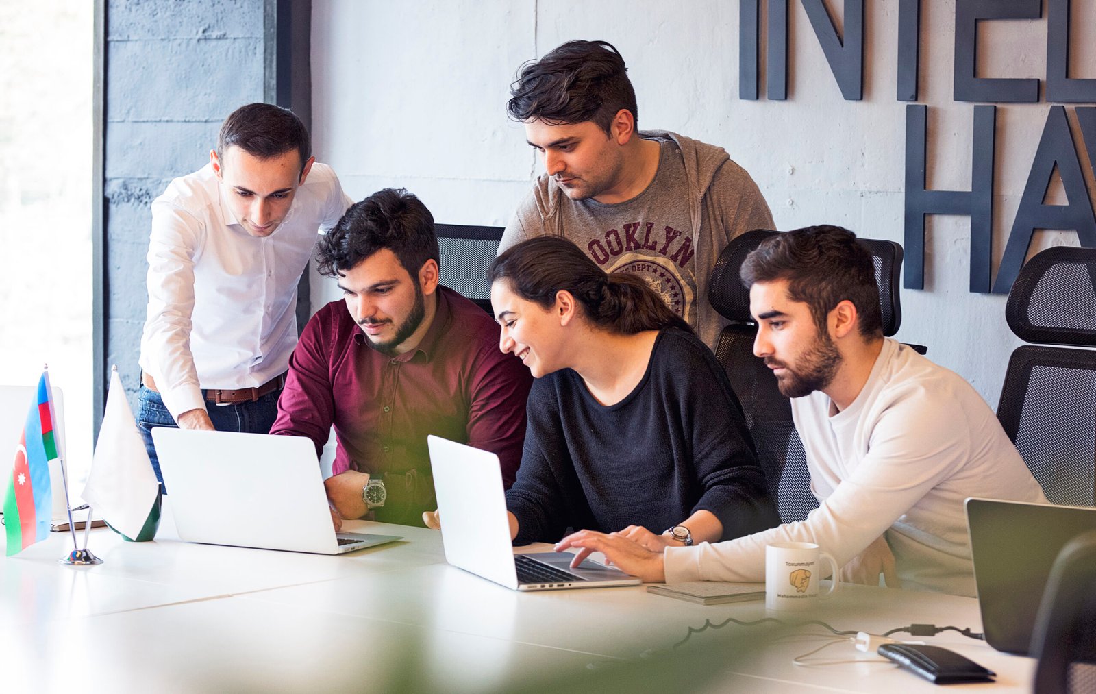 Team working on web design