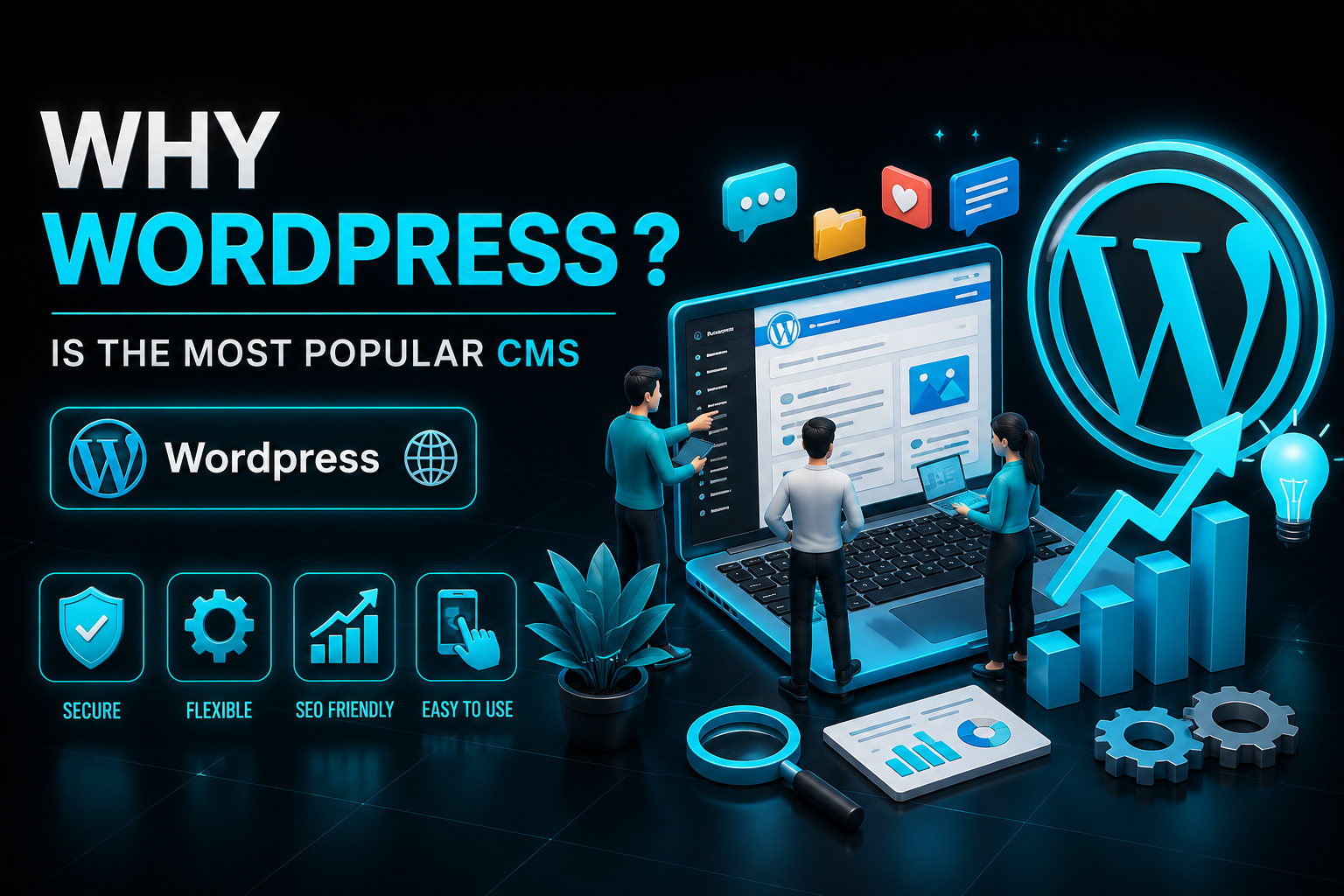 Why WordPress is the most popular CMS 3D illustration