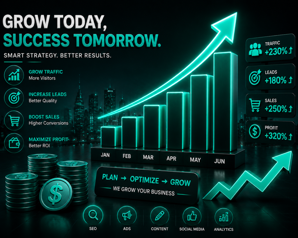 SEO growth chart illustration for business growth