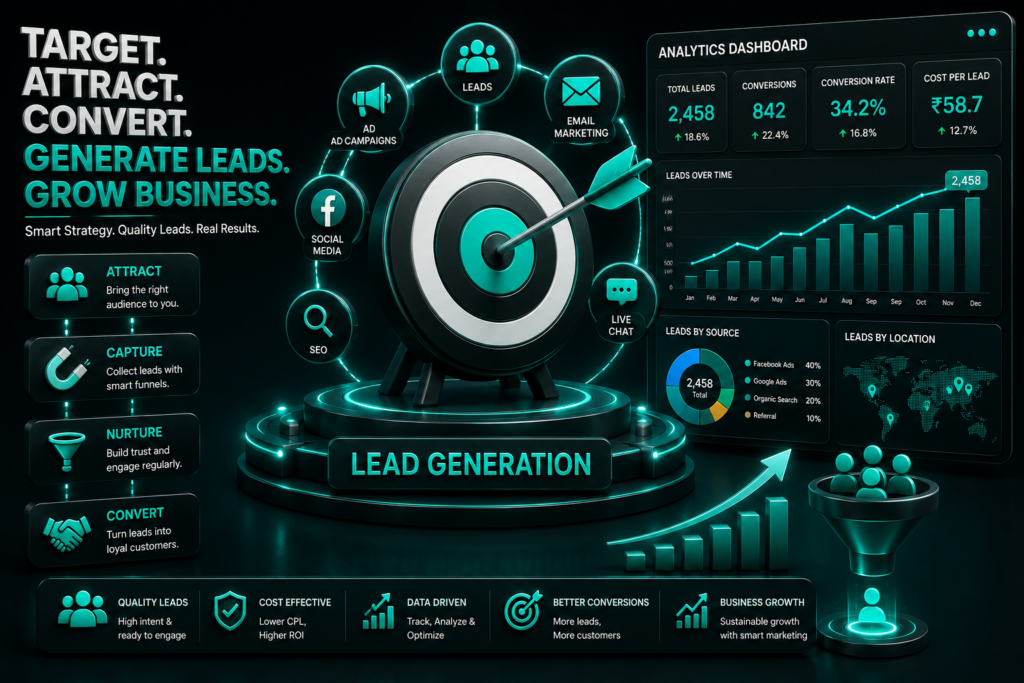 Lead generation and marketing analytics illustration