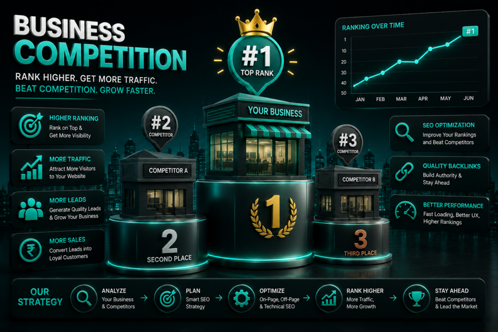 Business competition and SEO ranking illustration